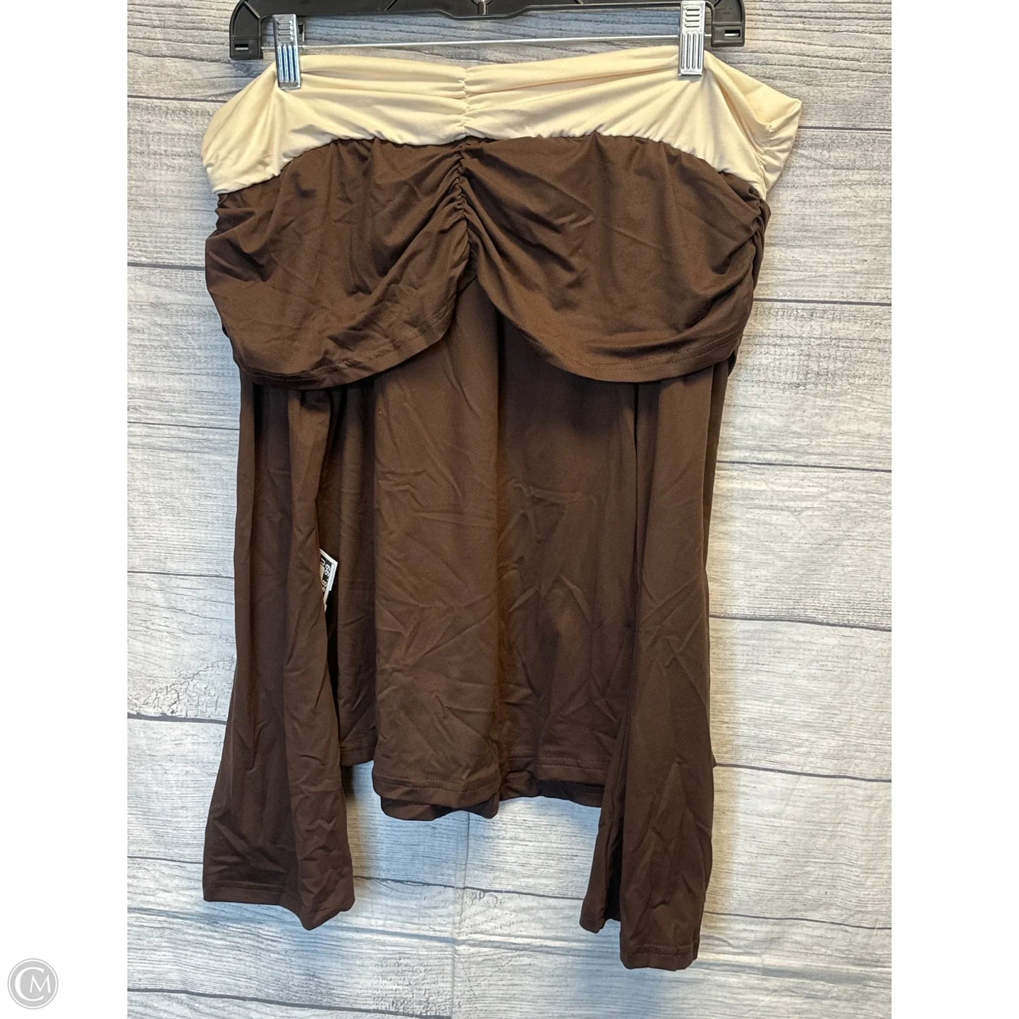 Top Long Sleeve By Shein In Brown & Cream, Size: L