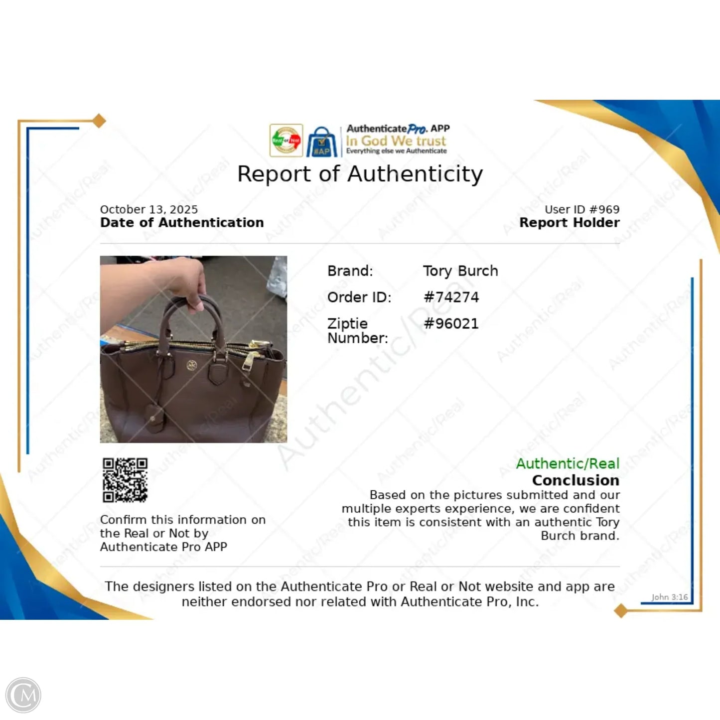 Handbag Designer By Tory Burch, Size: Medium