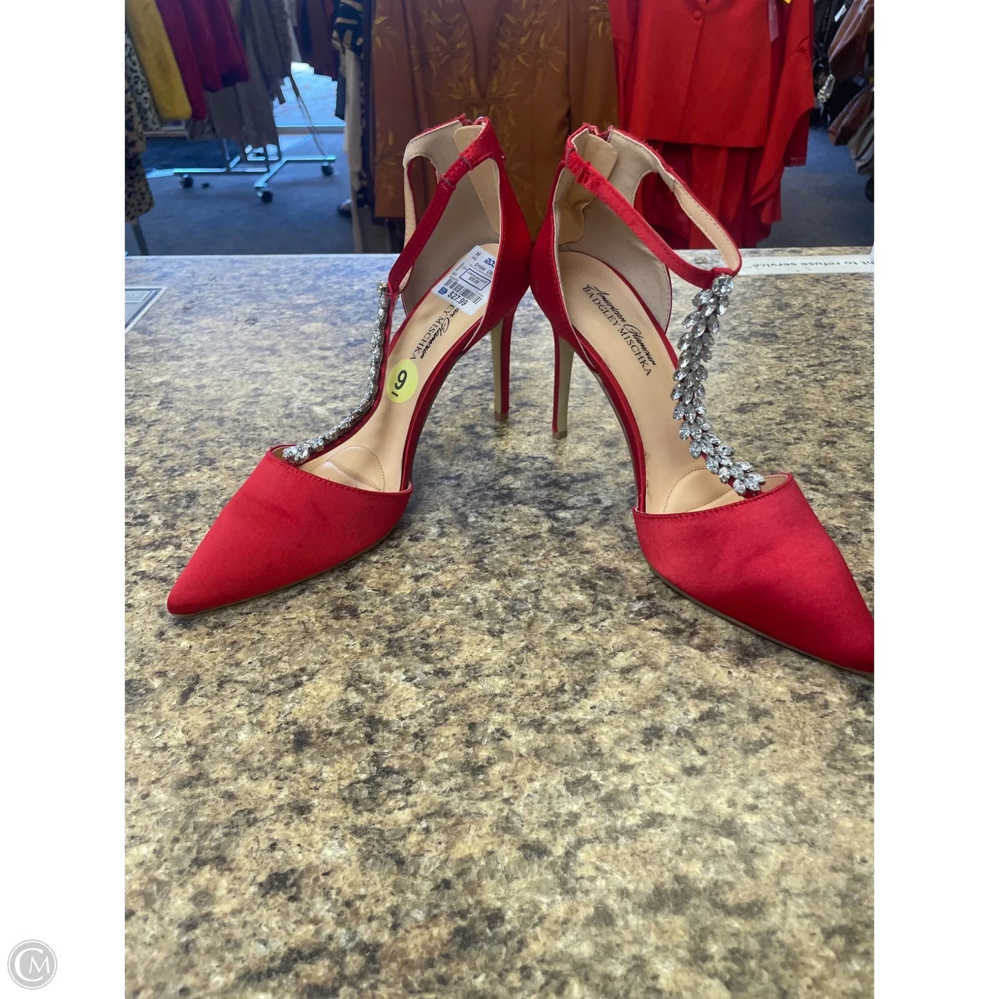 Shoes Heels Stiletto By Badgley Mischka In Red & Silver, Size: 9