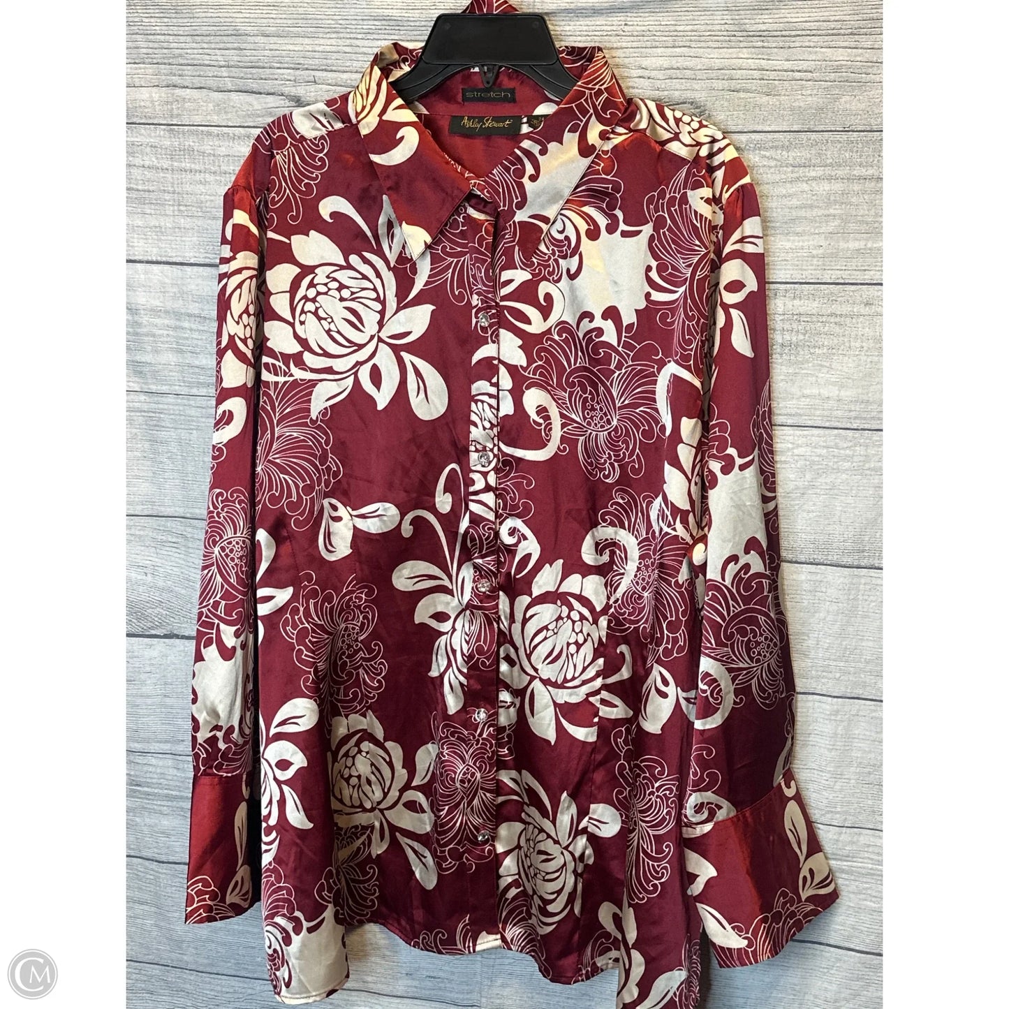 Top Long Sleeve By Ashley Stewart In Red, Size: 24