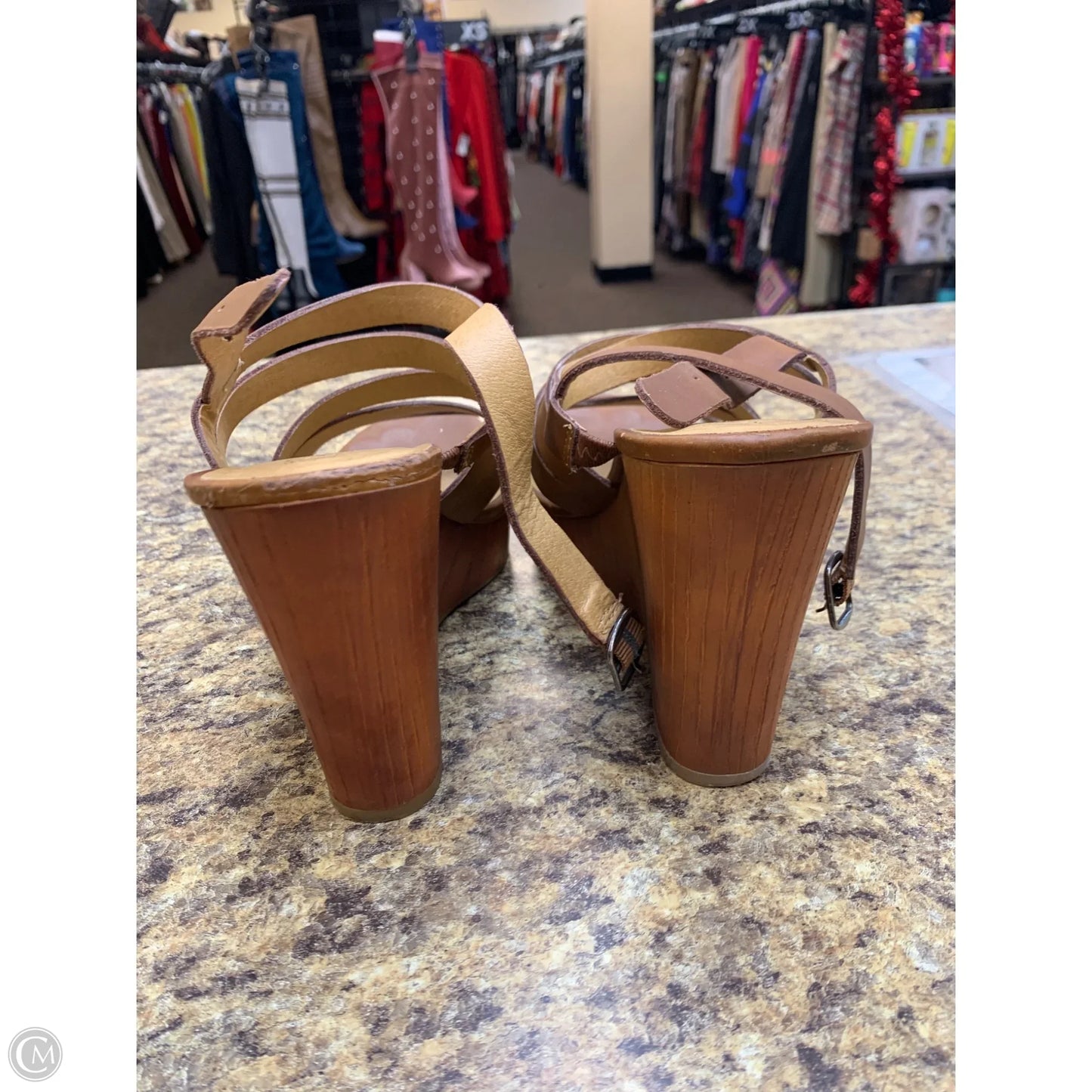 Shoes Heels Wedge By Lucky Brand In Brown, Size: 8.5