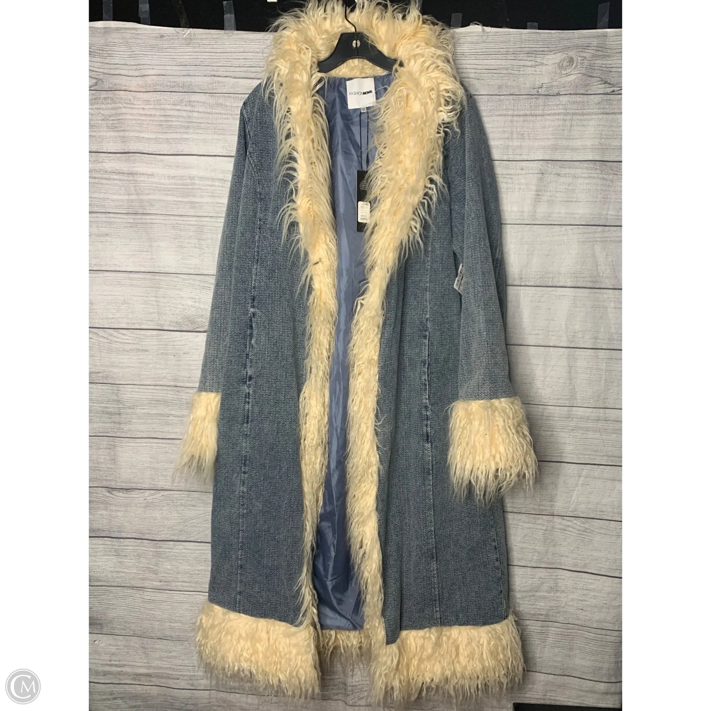 Coat Other By Fashion Nova In Blue & Cream, Size: Xl