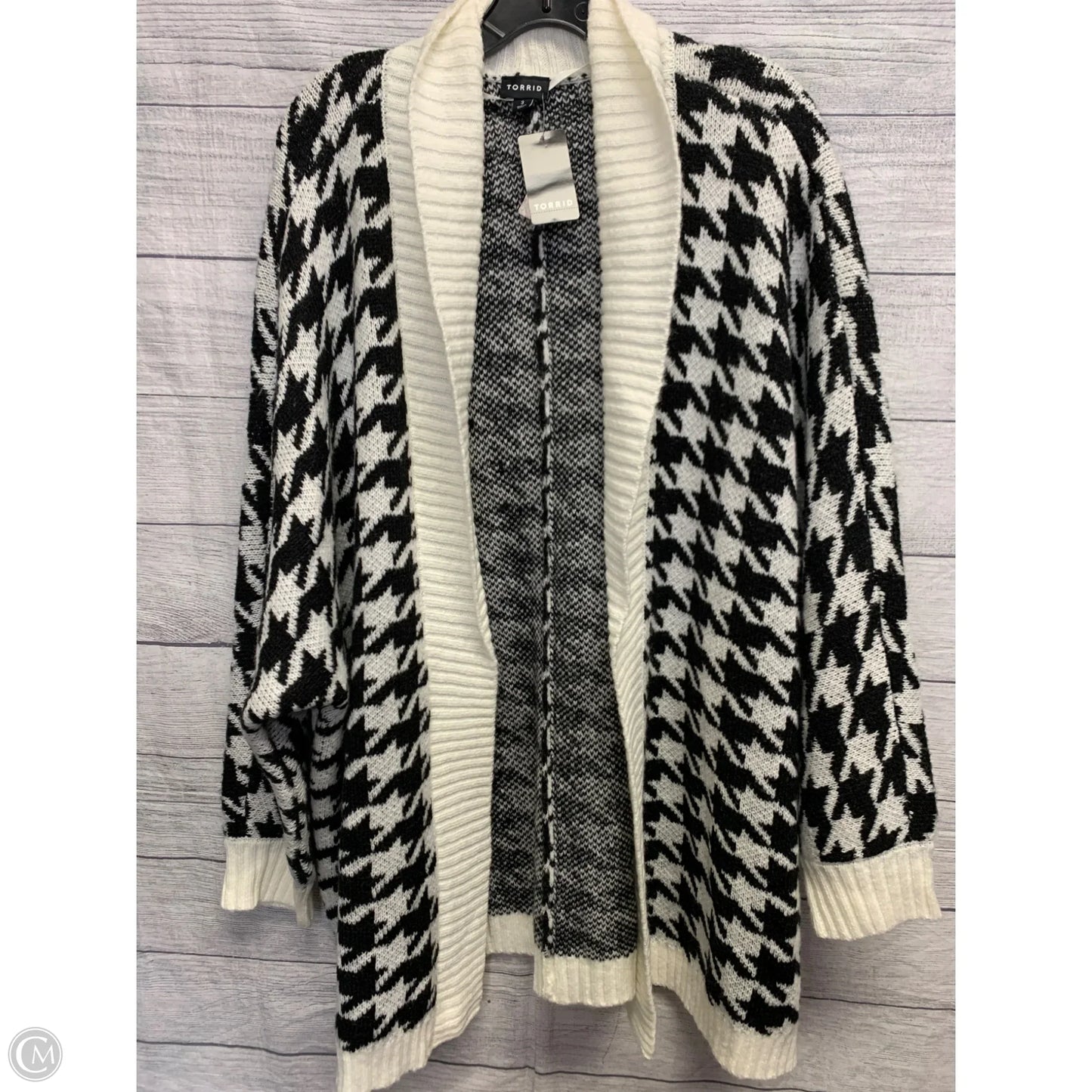 Sweater Cardigan By Torrid In Black & White, Size: 3x
