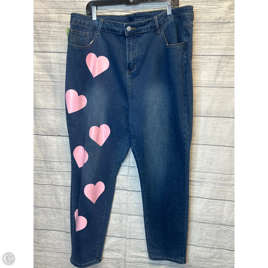 Jeans Straight By Shein In Blue & Pink, Size: 4x