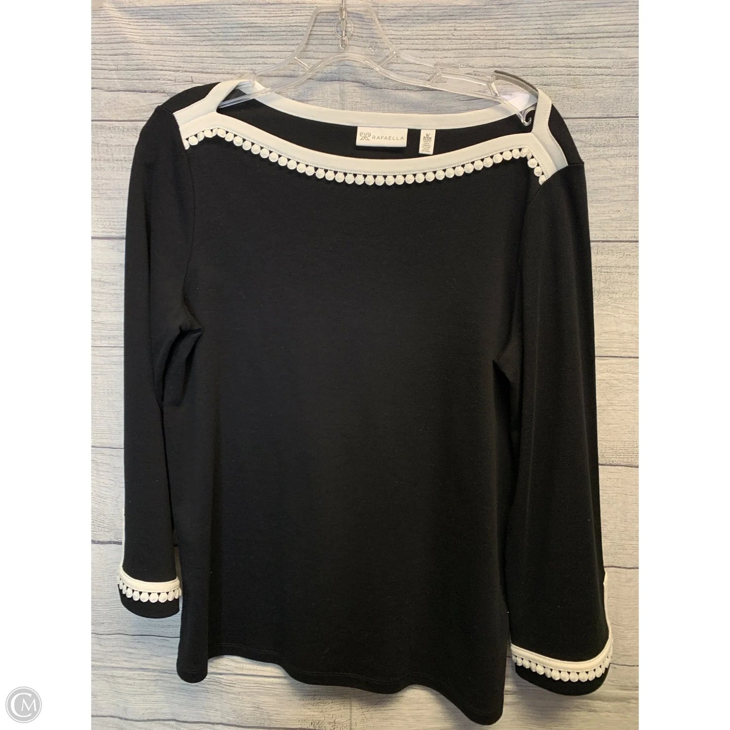 Top Long Sleeve By Rafaella In Black & White, Size: Sp