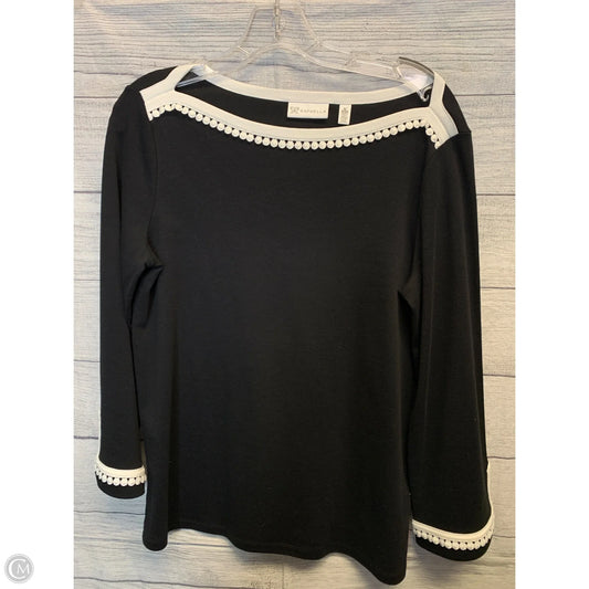 Top Long Sleeve By Rafaella In Black & White, Size: Sp