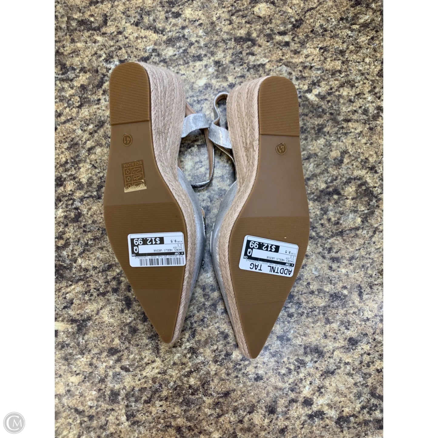 Shoes Heels Wedge By Cmf In Silver, Size: 9.5