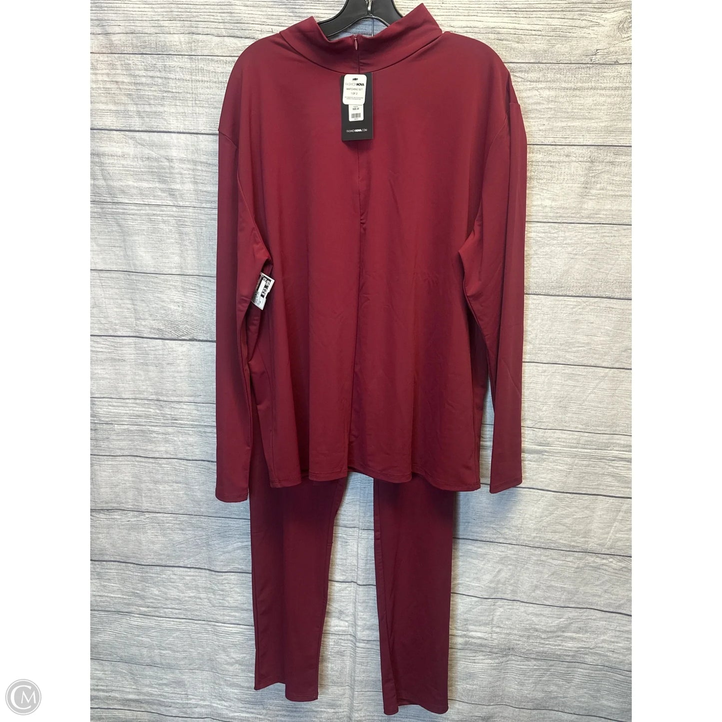 Pants Set 2pc By Fashion Nova In Maroon, Size: 2x