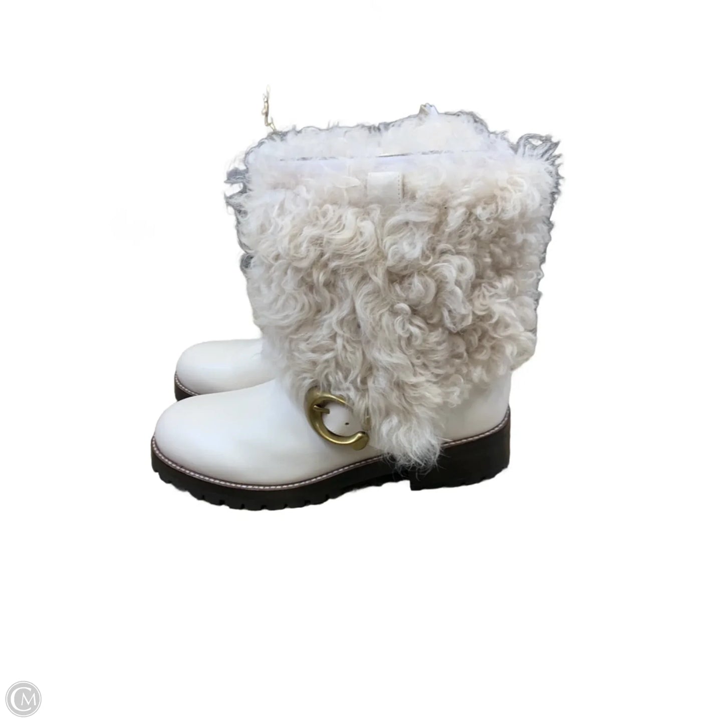 Boots Designer By Coach In White, Size: 9.5