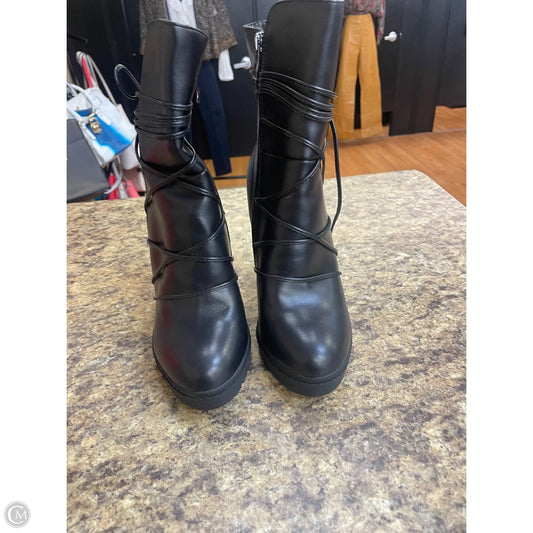 Boots Mid-calf Heels By Clothes Mentor In Black, Size: 8.5