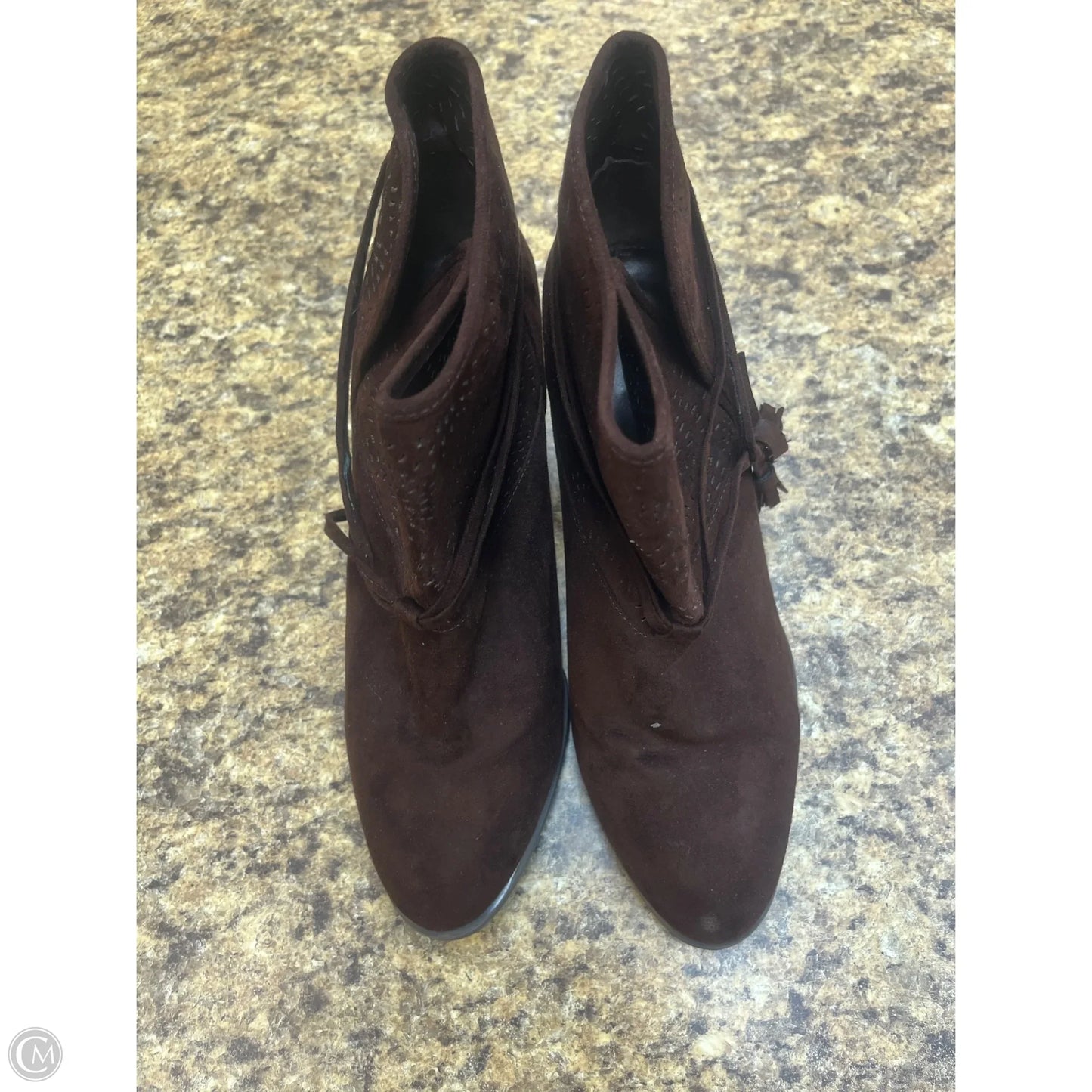 Boots Ankle Heels By Qupid In Brown, Size: 9.5