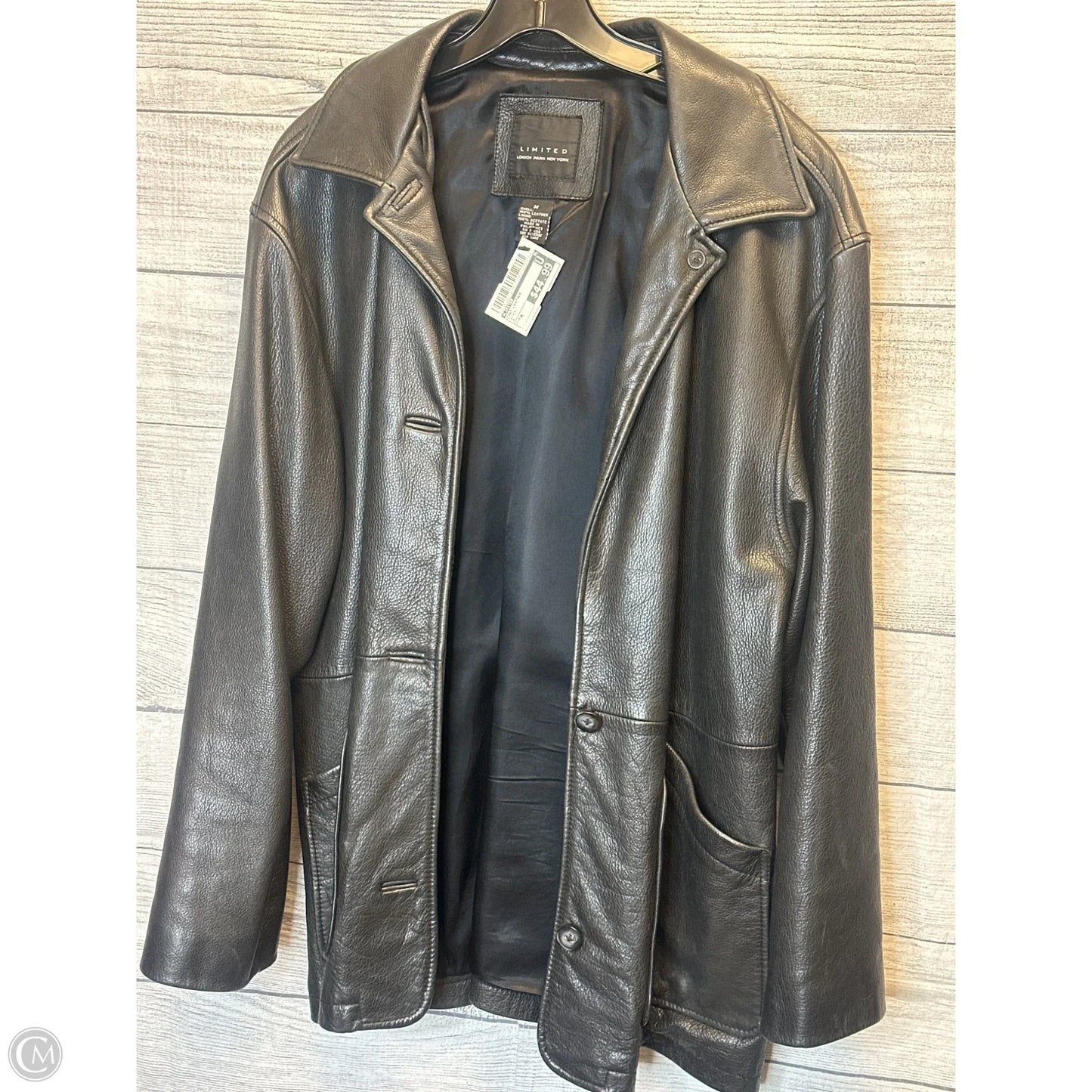 Coat Leather By Limited In Black, Size: M