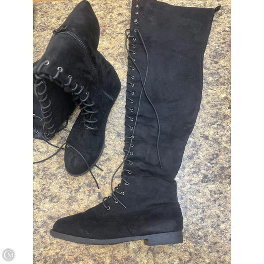 Boots Over-the-knee Flats By Fashion Nova In Black, Size: 8.5