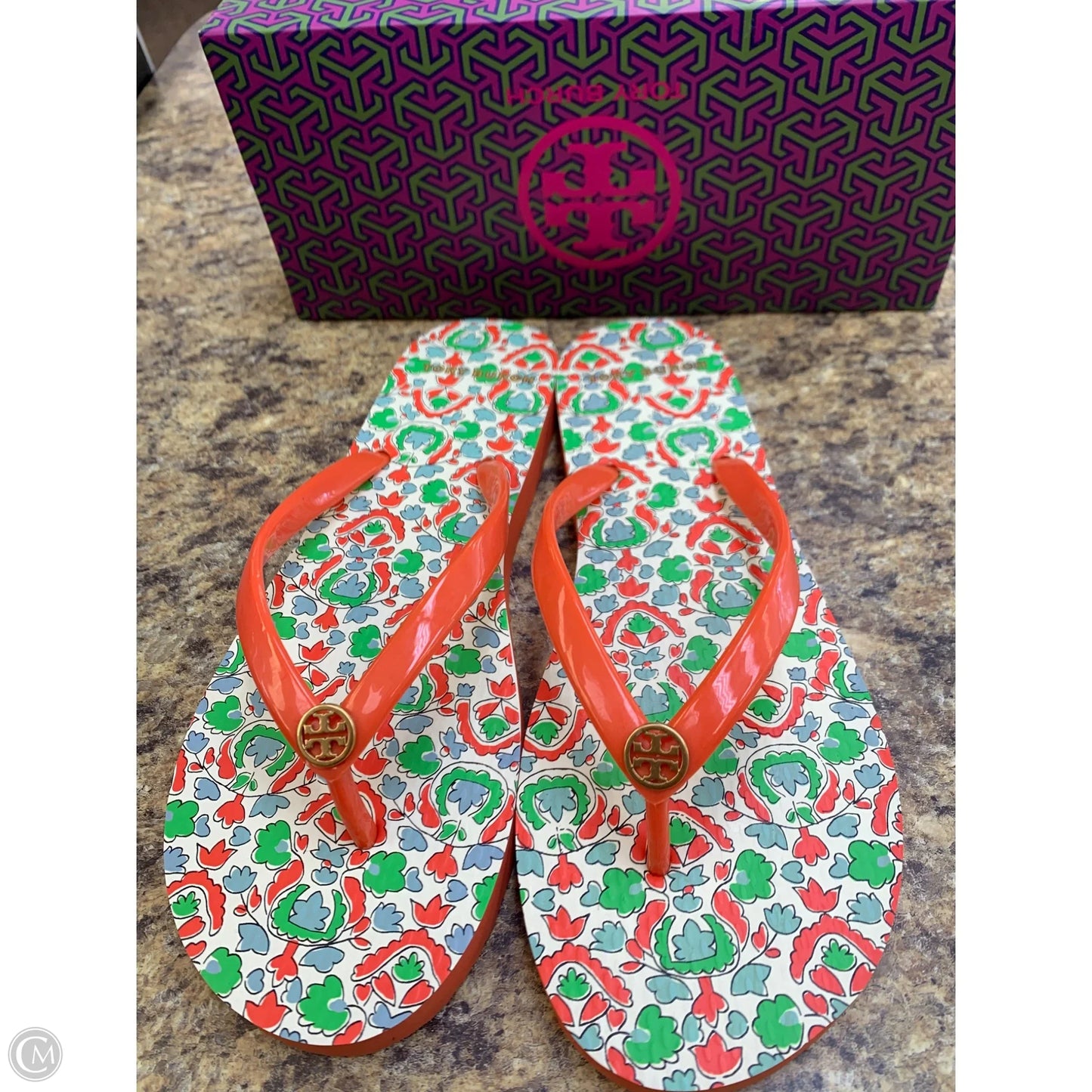 Sandals Designer By Tory Burch In Orange, Size: 7