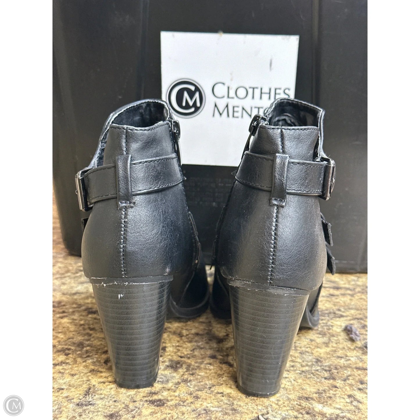 Boots Ankle Heels By Forever In Black, Size: 7.5