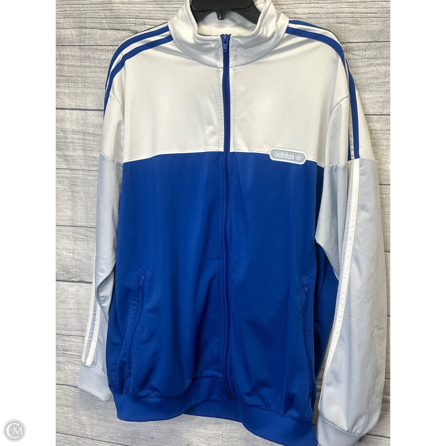 Athletic Jacket By Adidas In Blue & White, Size: Xl