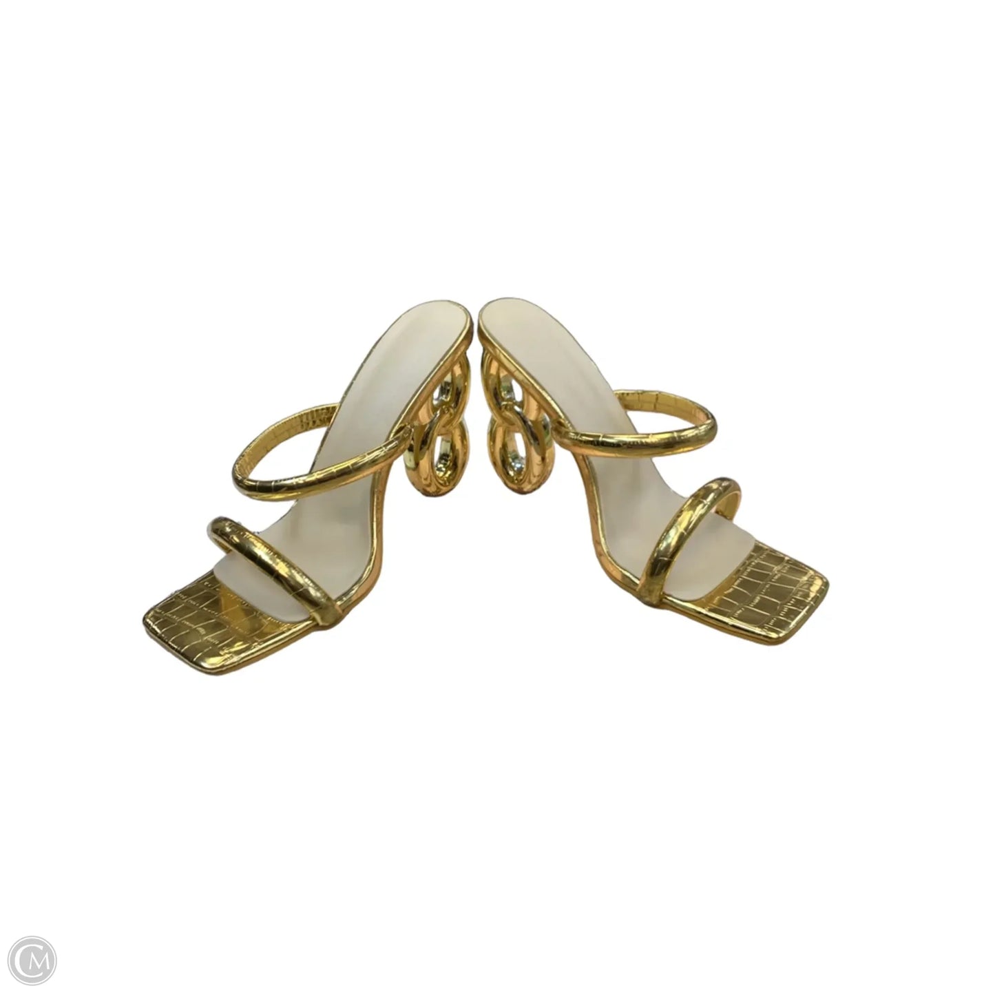 Sandals Heels Block By Cmf In Gold, Size: 12
