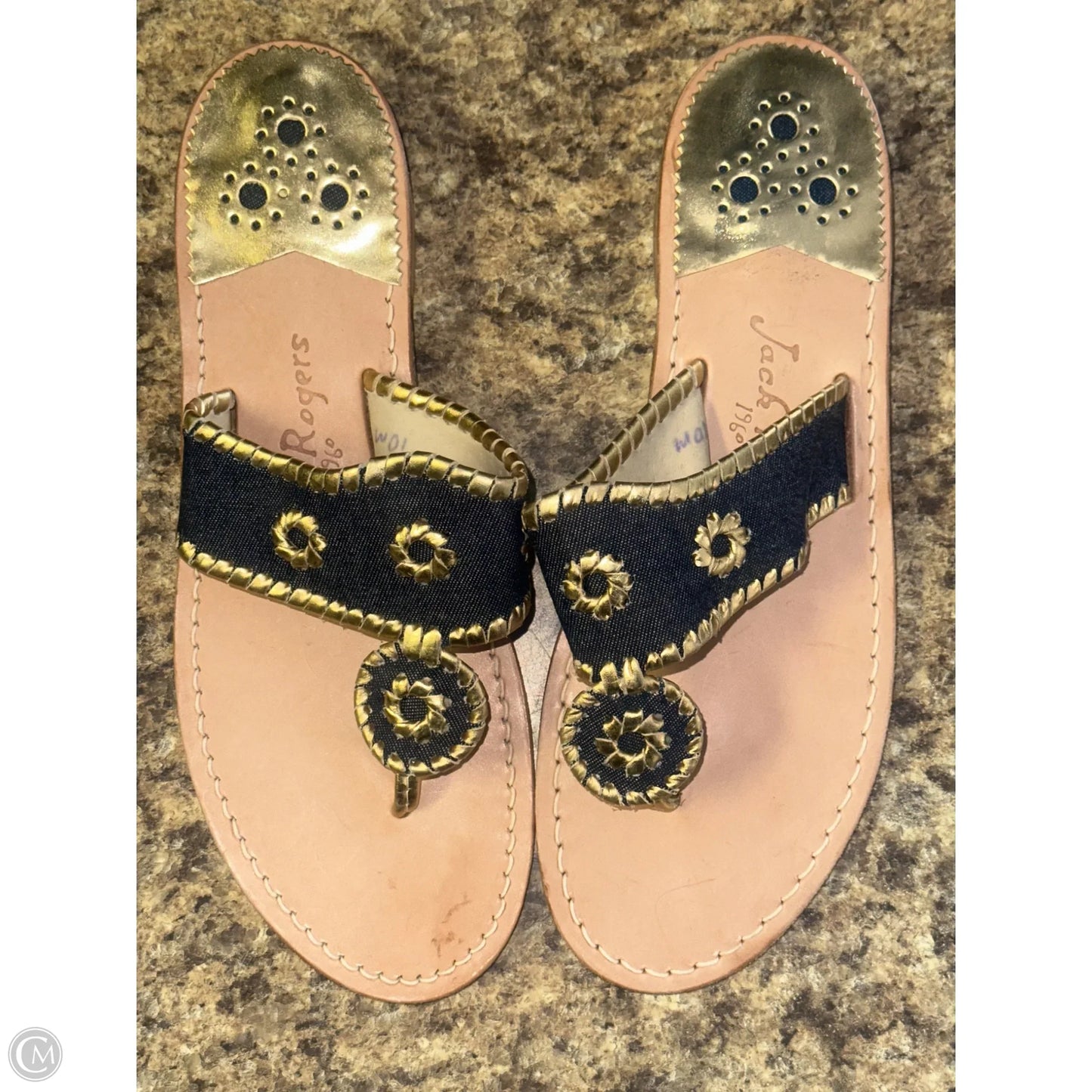 Shoes Flats By Jack Rogers In Blue & Gold, Size: 10