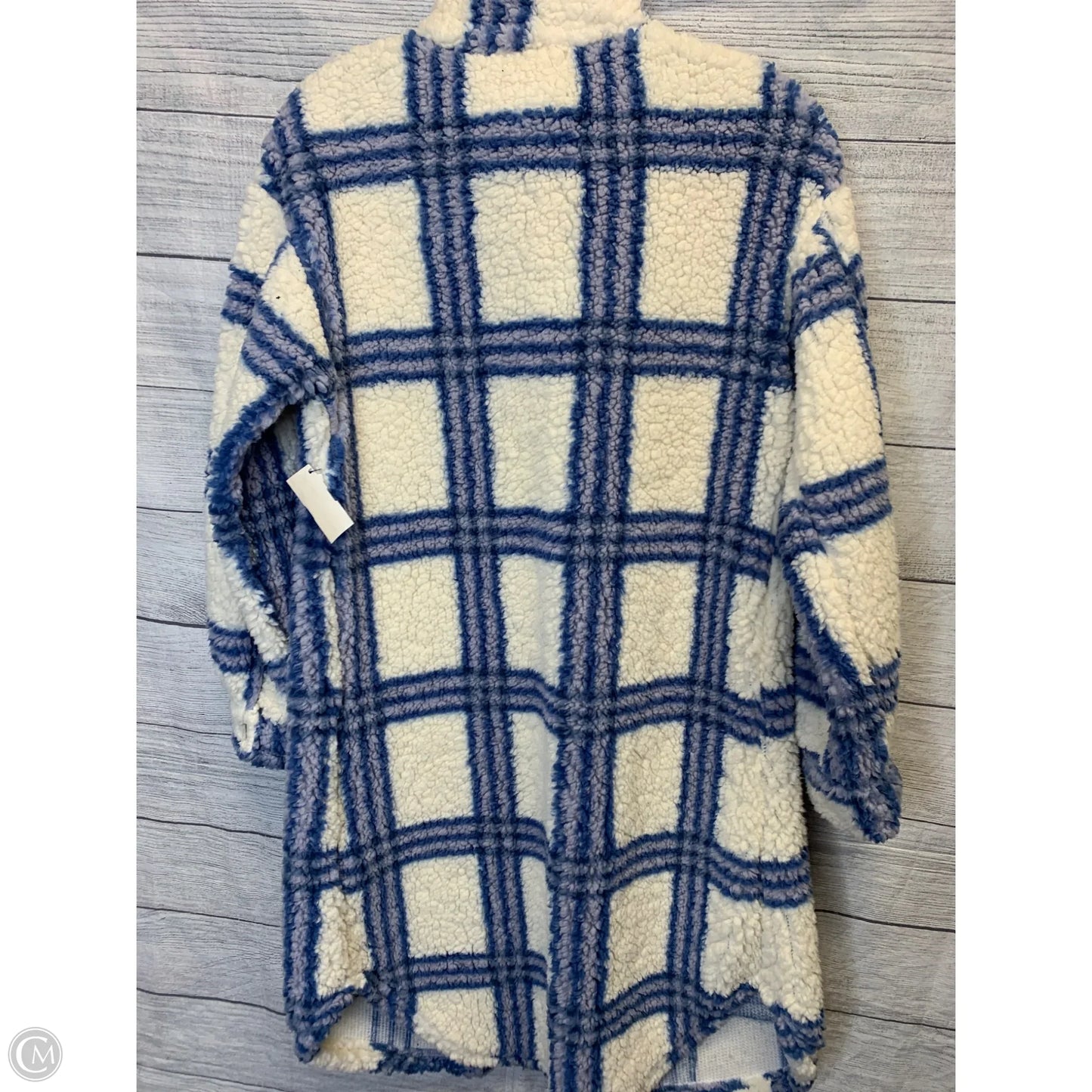 Coat Faux Fur & Sherpa By Almost Famous In Blue & White, Size: S