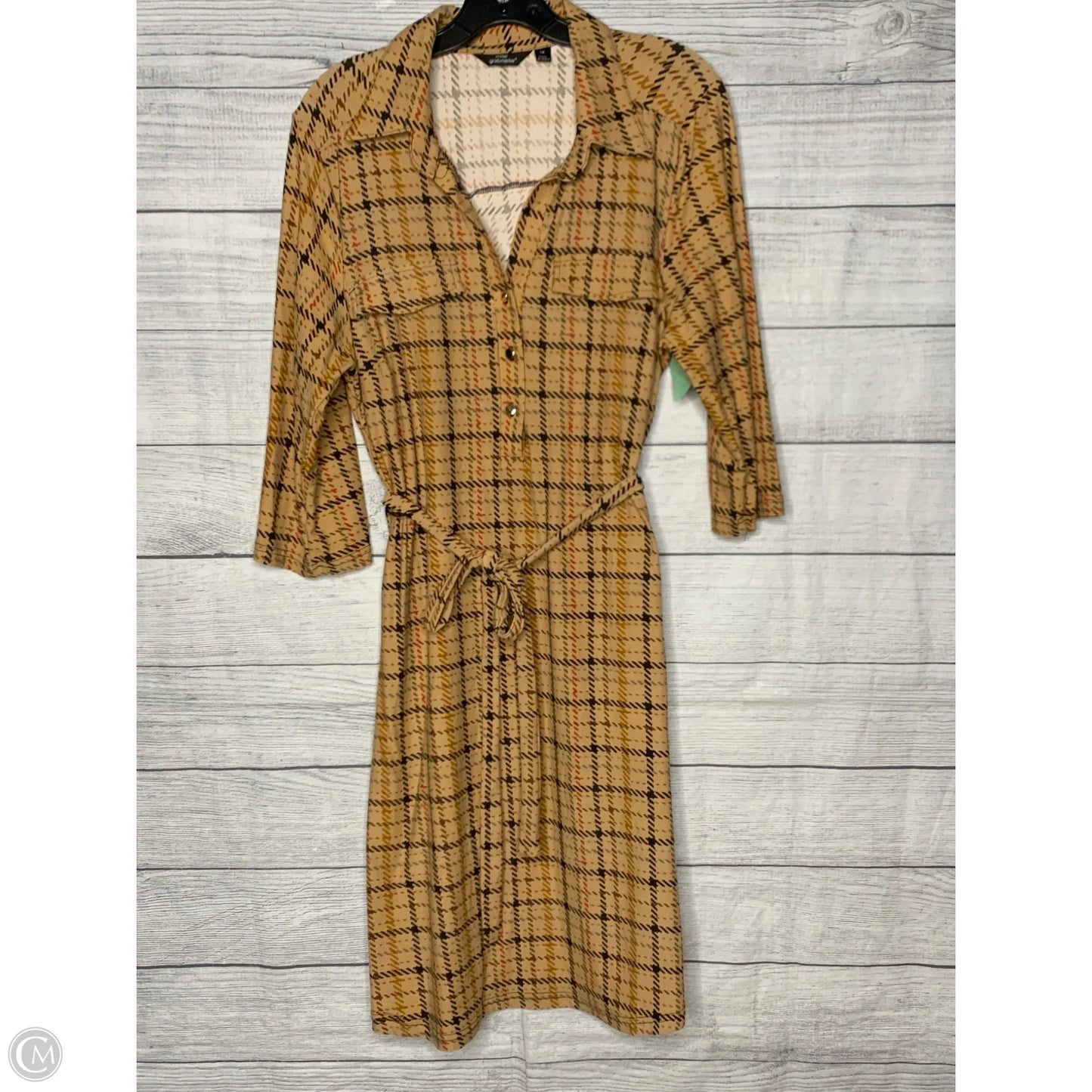 Dress Casual Midi By Mlle Gabrielle In Brown, Size: 1x