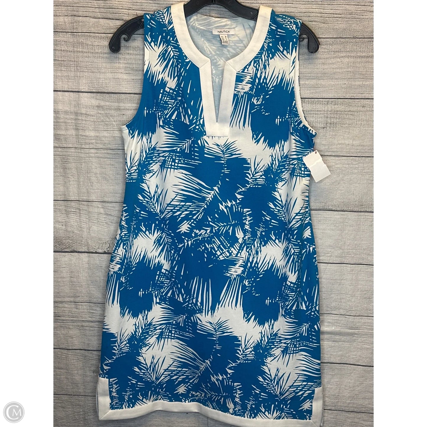 Dress Casual Midi By Nautica In Blue & White, Size: M