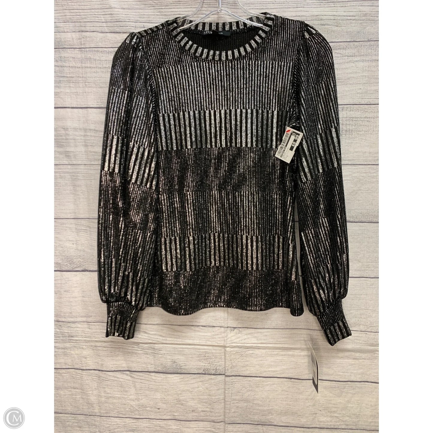 Top Long Sleeve By Studio Ease In Black & Silver, Size: S