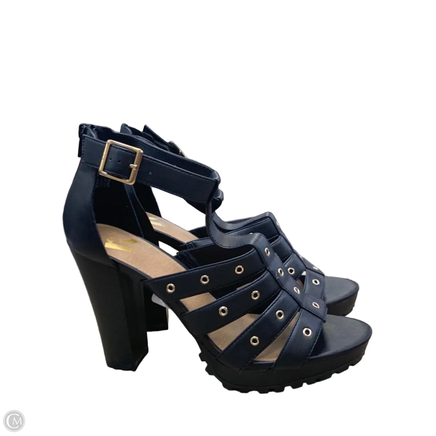 Sandals Heels Block By Report In Black, Size: 11