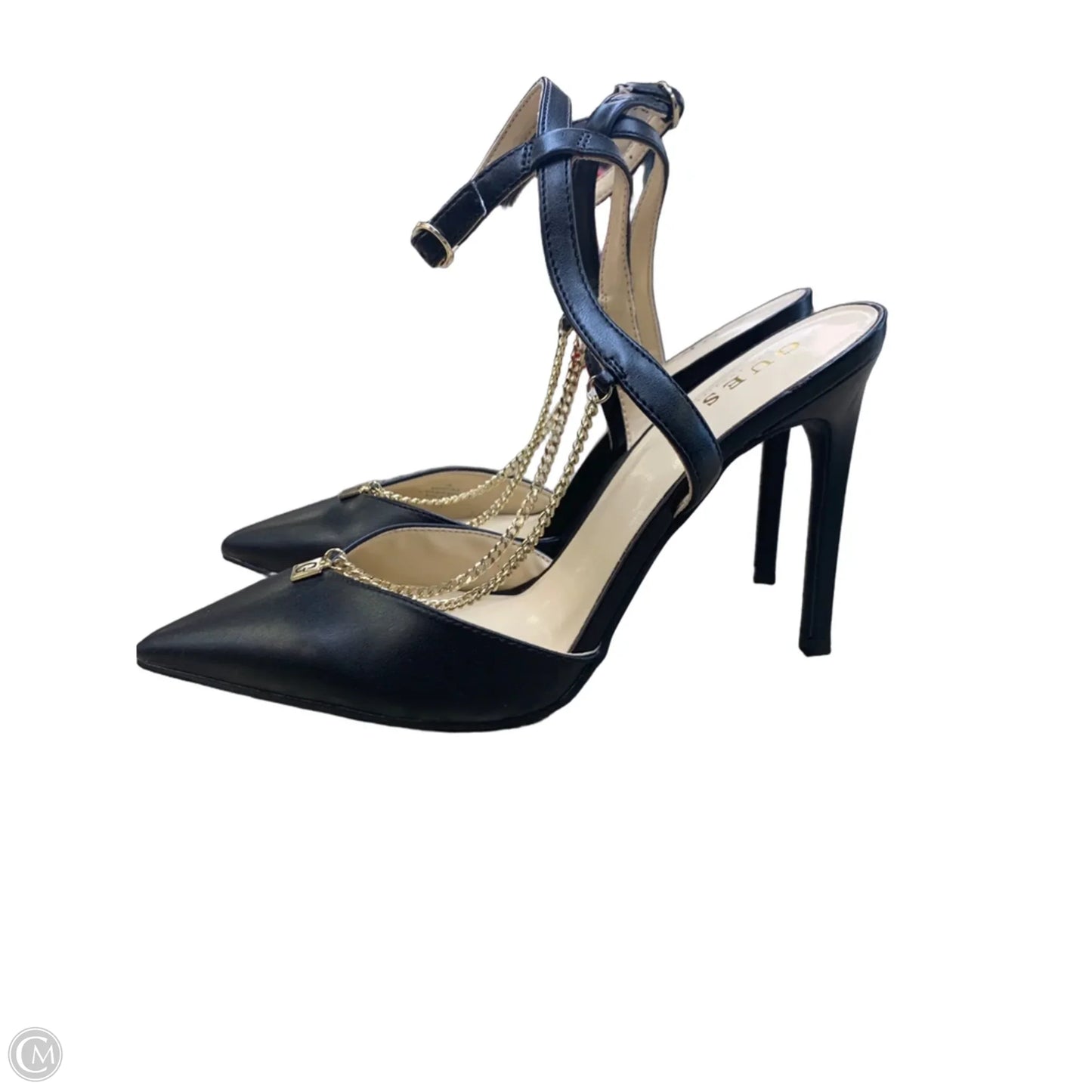 Shoes Heels Stiletto By Guess In Black & Gold, Size: 11