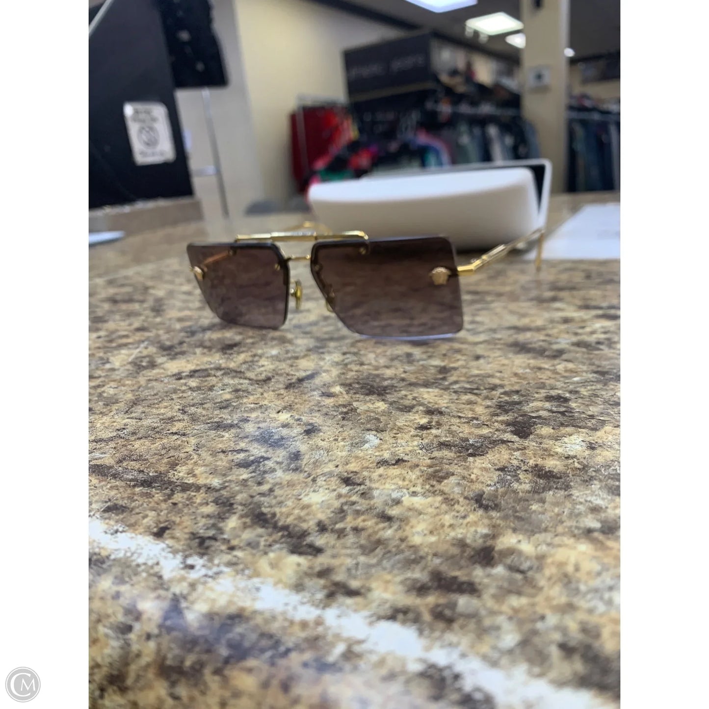 Sunglasses Luxury Designer By Versace, Size: