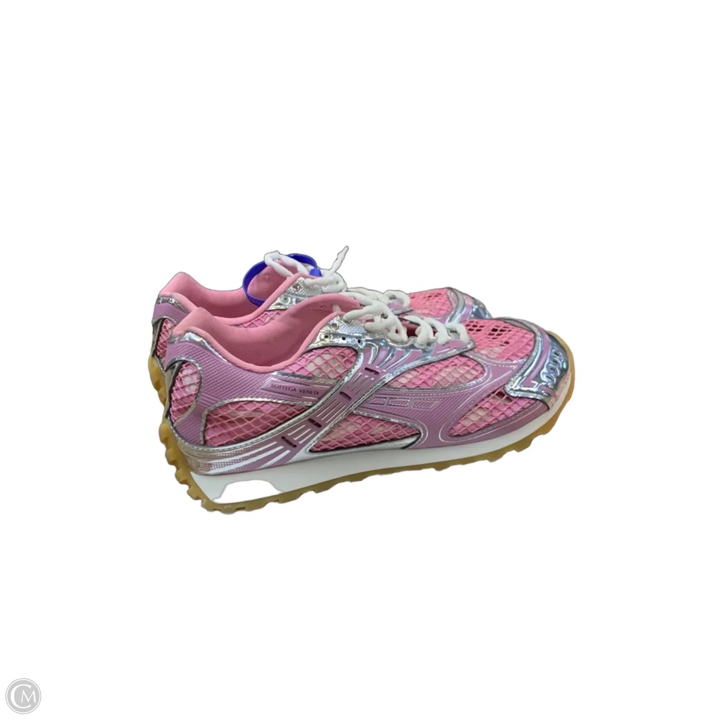 Shoes Luxury Designer By Bottega Veneta In Pink & Silver, Size: 10.5