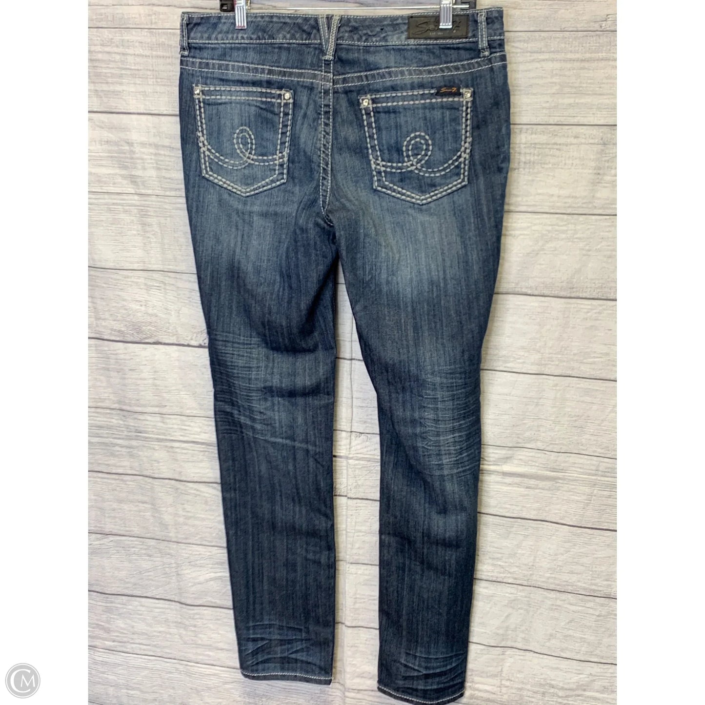 Jeans Straight By Seven 7 In Blue Denim, Size: 12