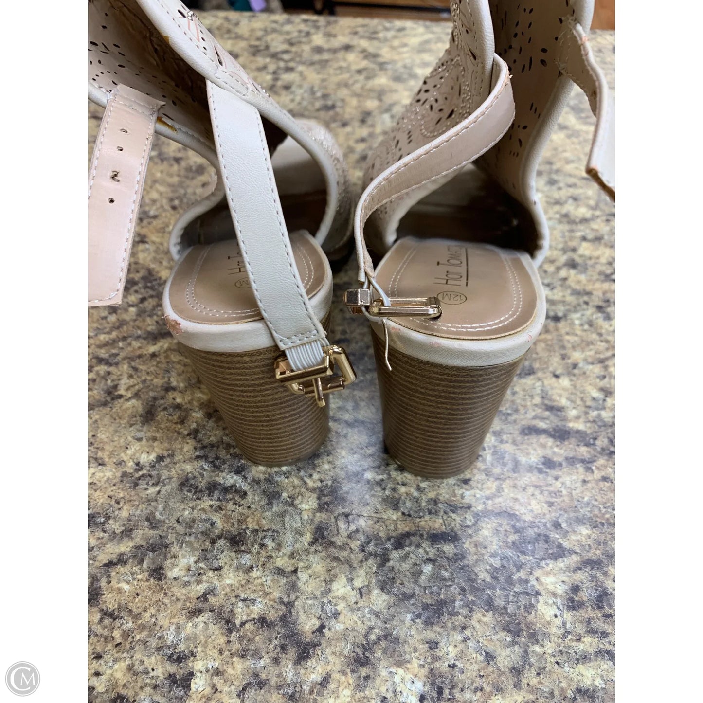 Sandals Heels Block By Cmf In Beige, Size: 12