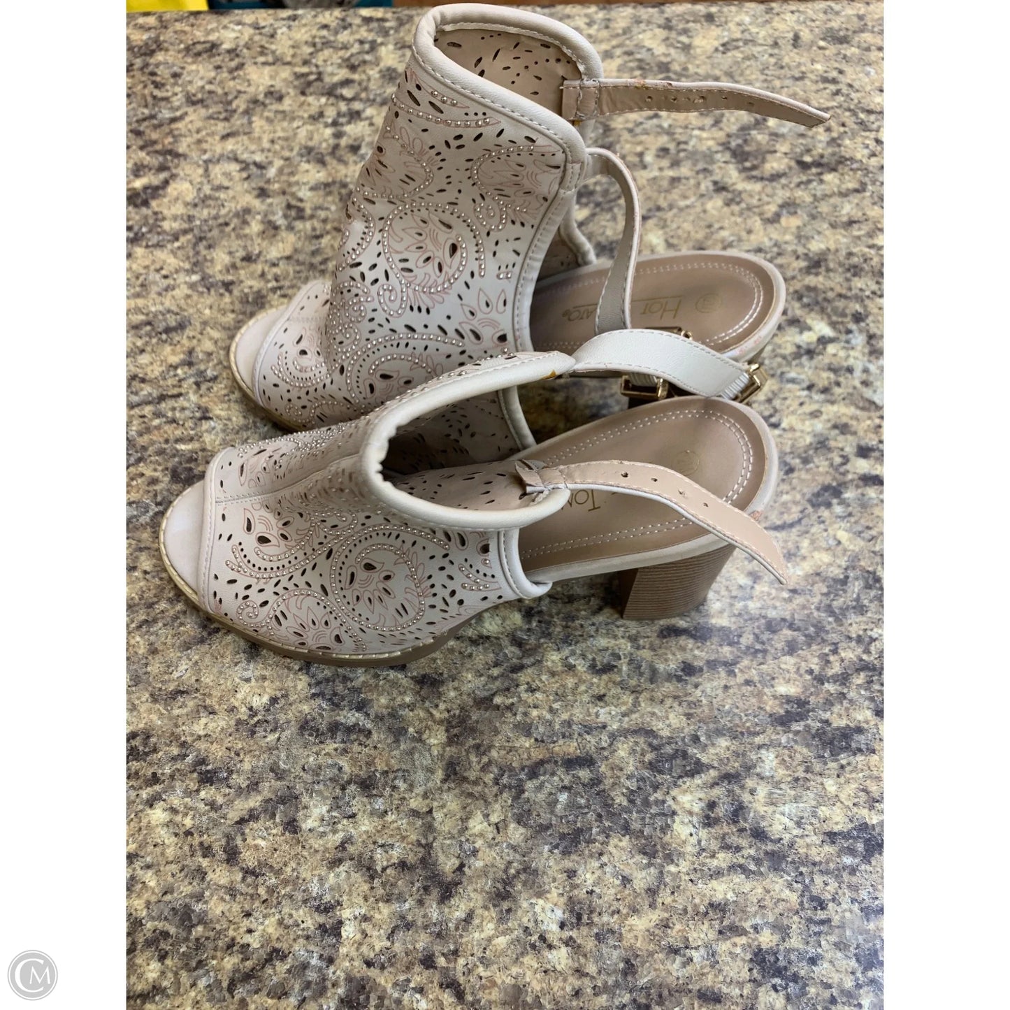 Sandals Heels Block By Cmf In Beige, Size: 12