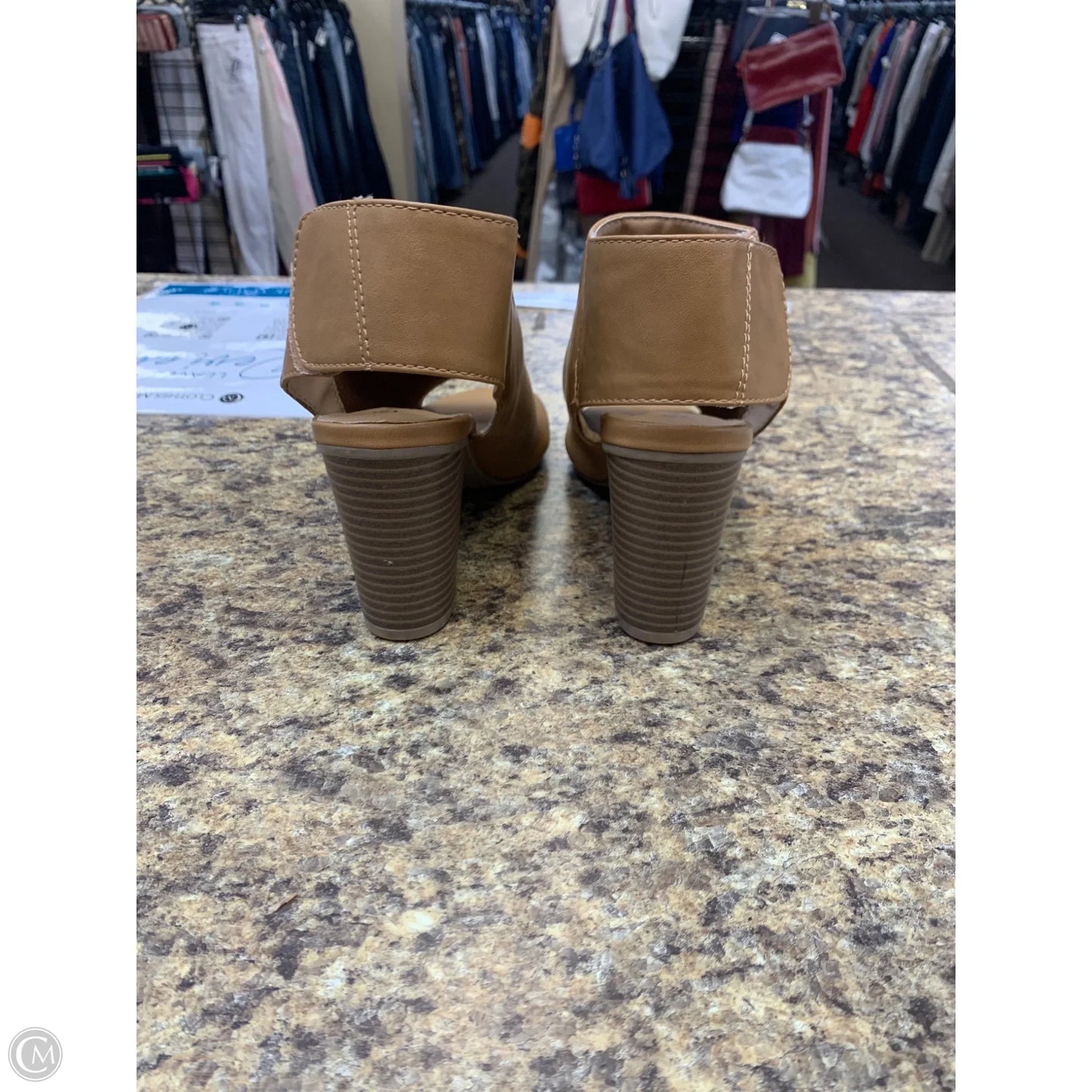 Shoes Heels Block By Massini In Tan, Size: 8