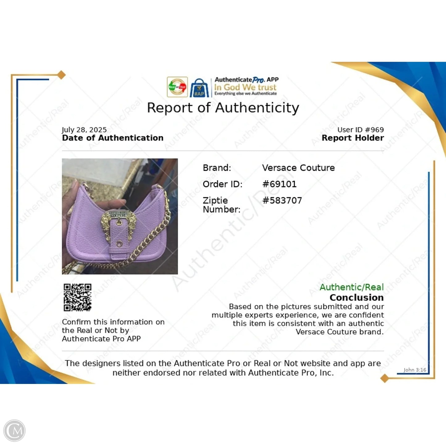 Handbag Luxury Designer By Versace, Size: Small