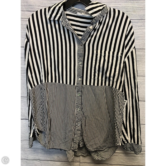Top Long Sleeve By Jane And Delancey In Black & White, Size: L