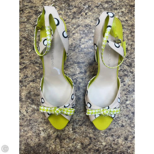 Sandals Heels Block By Christian Siriano In Green & Tan, Size: 10