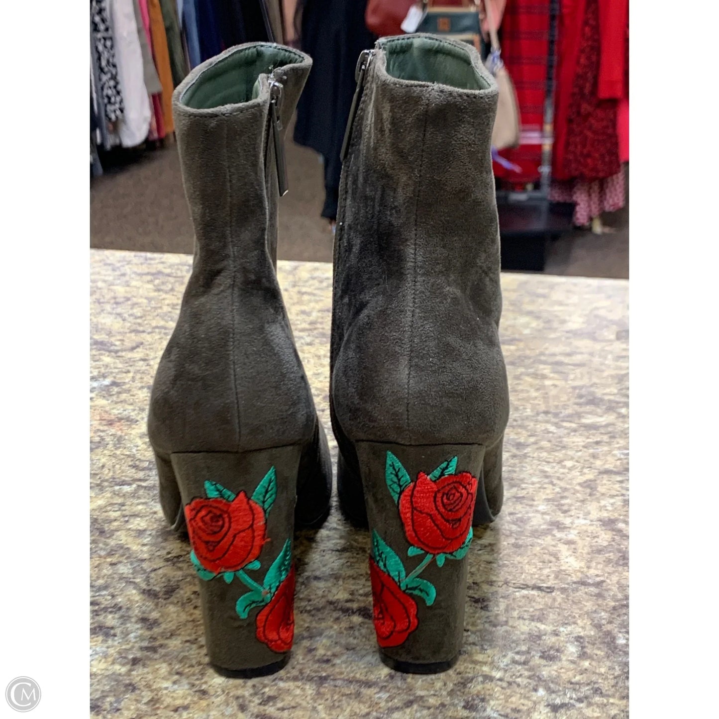 Boots Ankle Heels By Cmf In Green, Size: 8.5