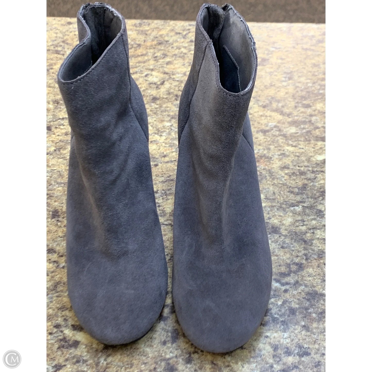 Boots Ankle Heels By Kenneth Cole Reaction In Grey & Silver, Size: 8