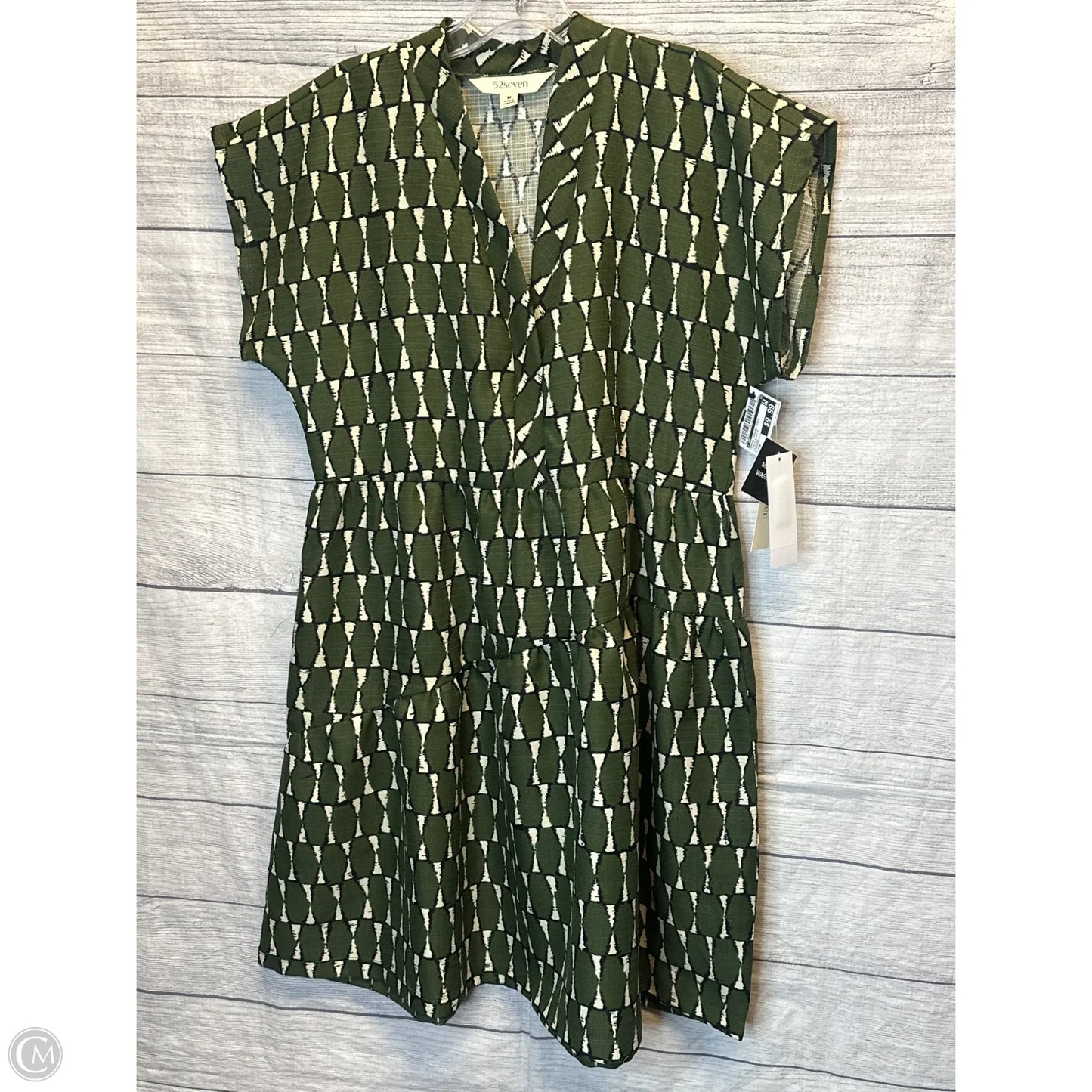 Dress Casual Midi By Cmf In Green & White, Size: M