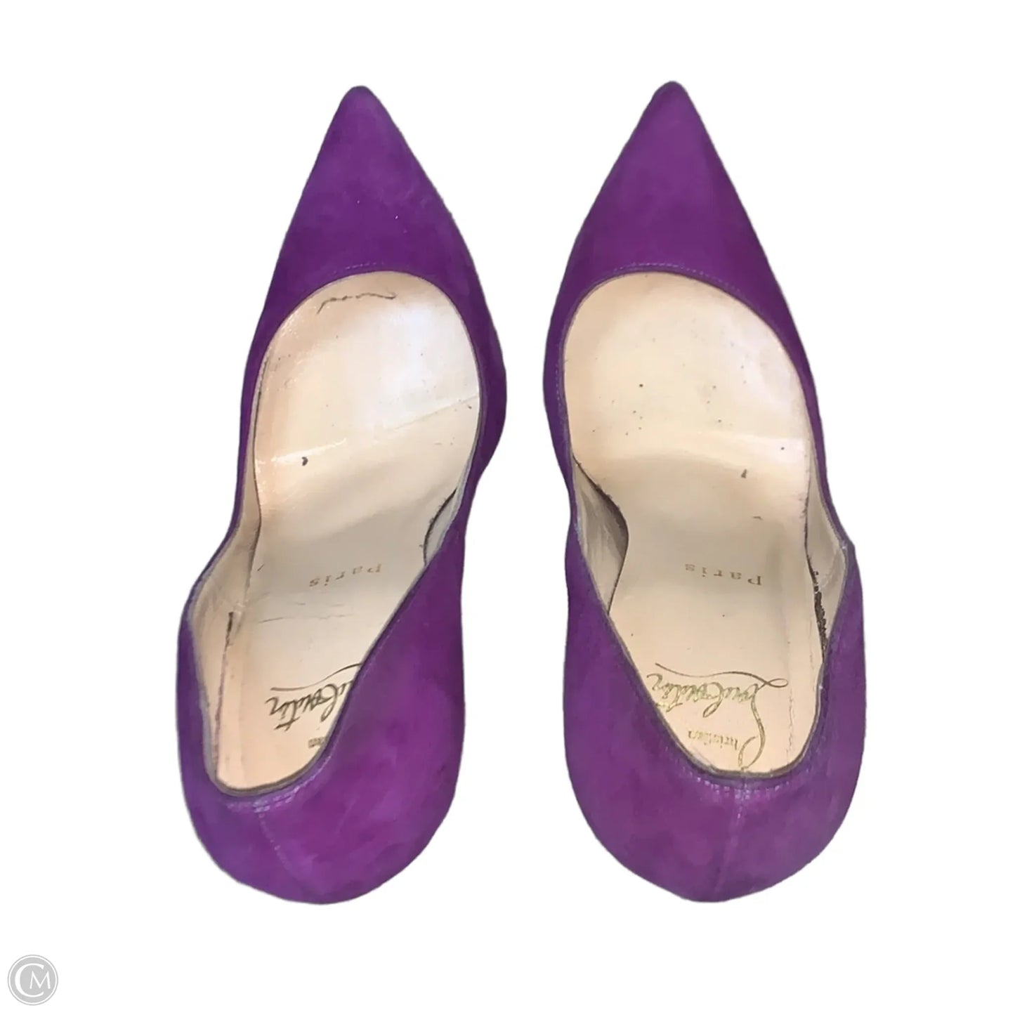 Shoes Luxury Designer By Christian Louboutin In Purple, Size: 7.5