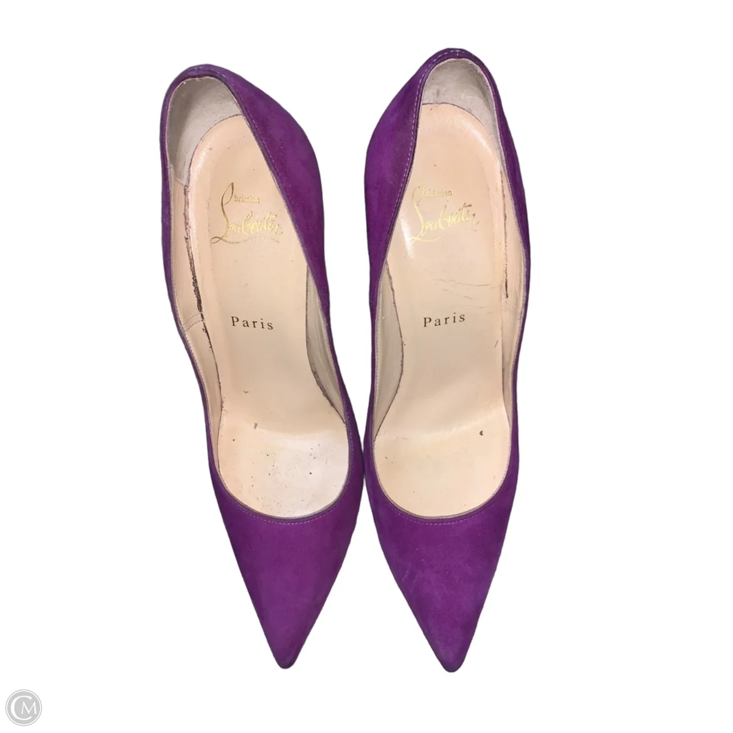 Shoes Luxury Designer By Christian Louboutin In Purple, Size: 7.5