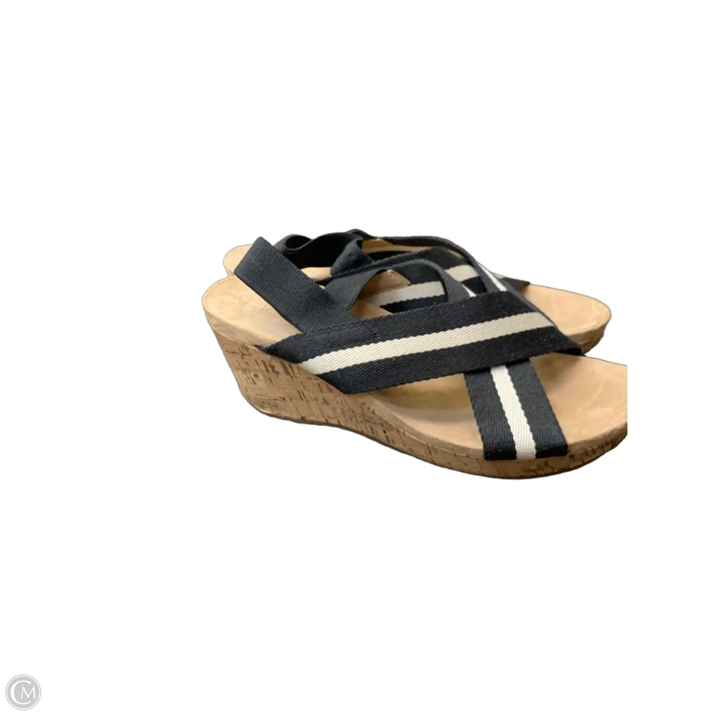 Sandals Heels Wedge By Life Stride In Black & Cream, Size: 11
