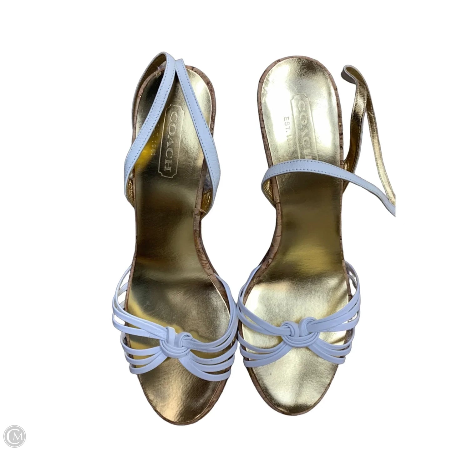 Sandals Designer By Coach In Gold & White, Size: 9