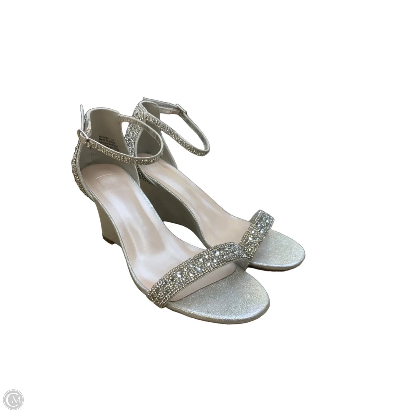 Sandals Heels Wedge By Cmf In Silver, Size: 10