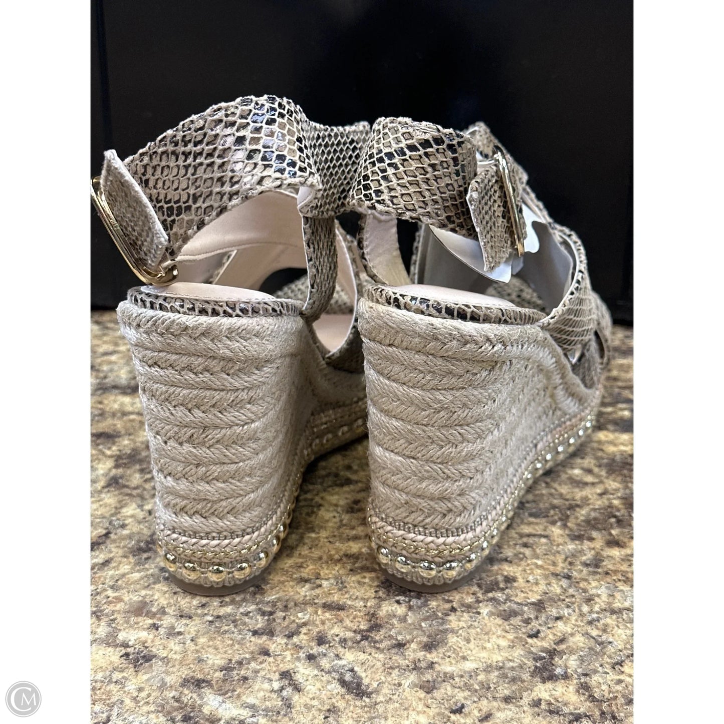 Sandals Heels Wedge By Cmf In Snakeskin Print, Size: 8