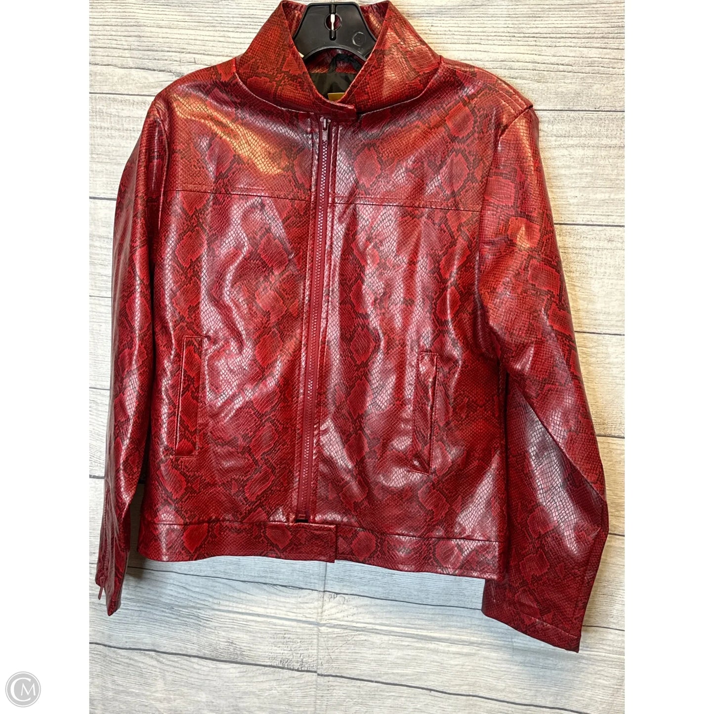 Jacket Leather By Ellen Ashley In Snakeskin Print, Size: S