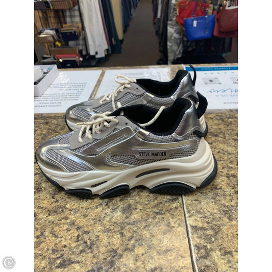 Shoes Athletic By Steve Madden In Silver, Size: 8