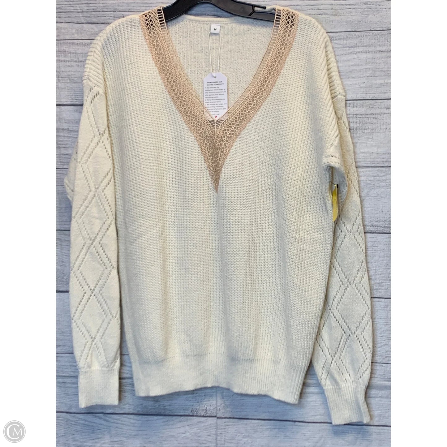 Sweater By Cmf In Cream & Tan, Size: M