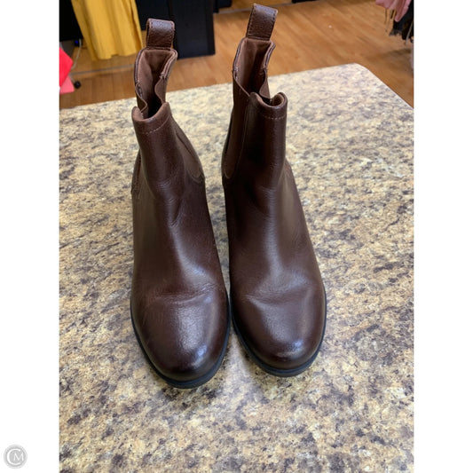 Boots Ankle Heels By Clarks In Brown, Size: 8